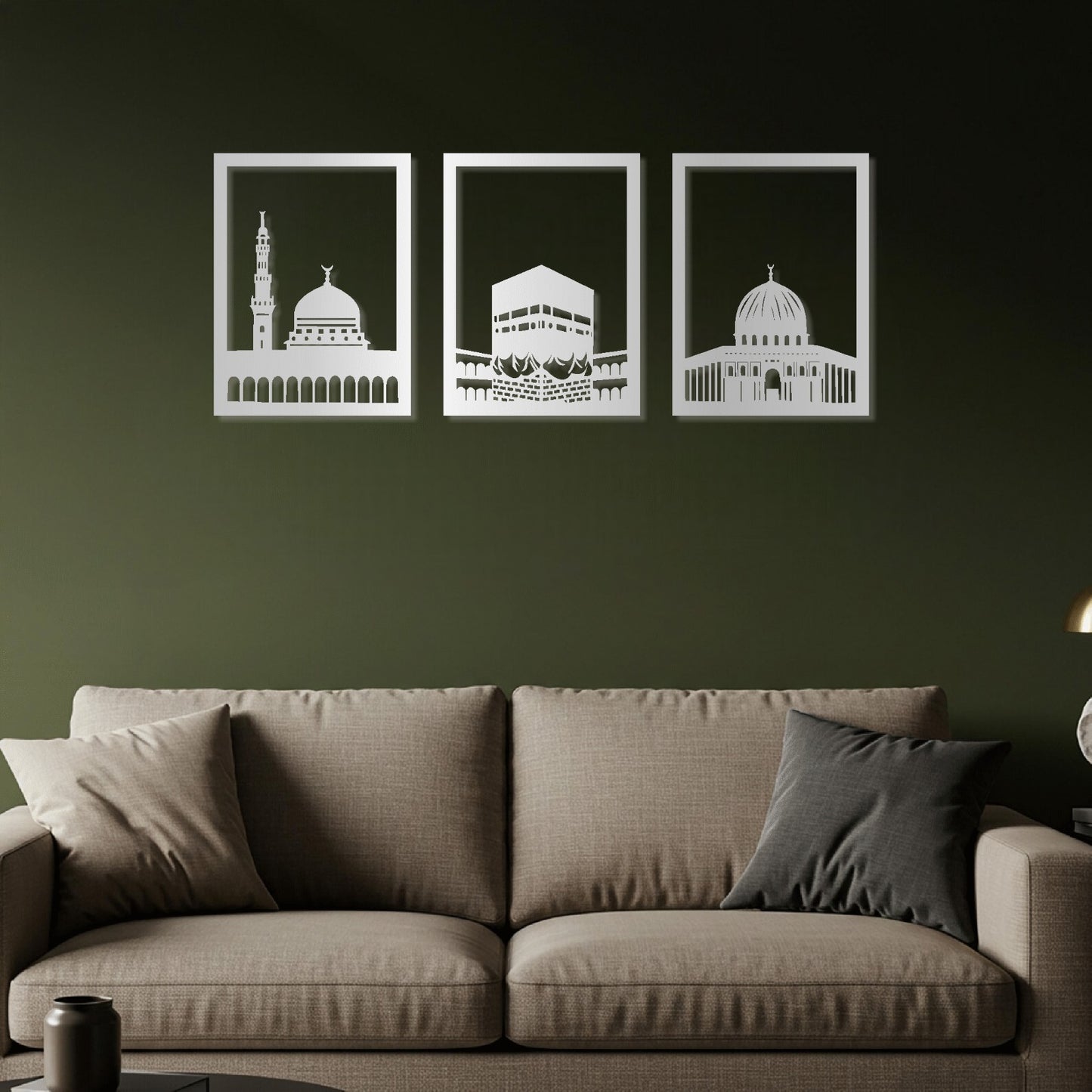 Masjid An-Nabawi, Al-Haram, Al-Aksa Full Shiny Islamic Metal Wall Art