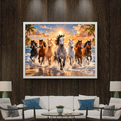 Seven Horses Premium Canvas Paintings