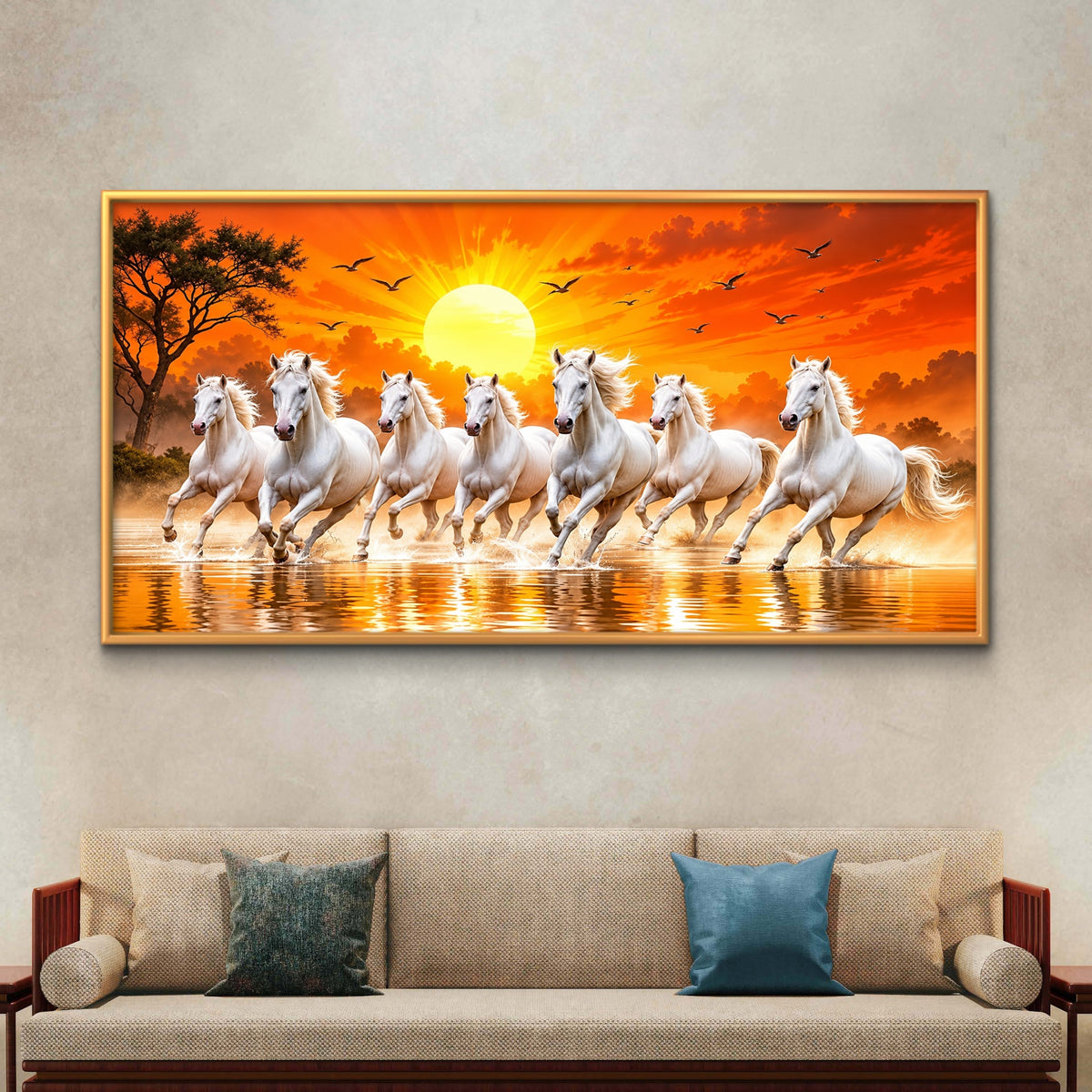 Seven Horses Premium Canvas Painting - Buy Online | Decor By Neon