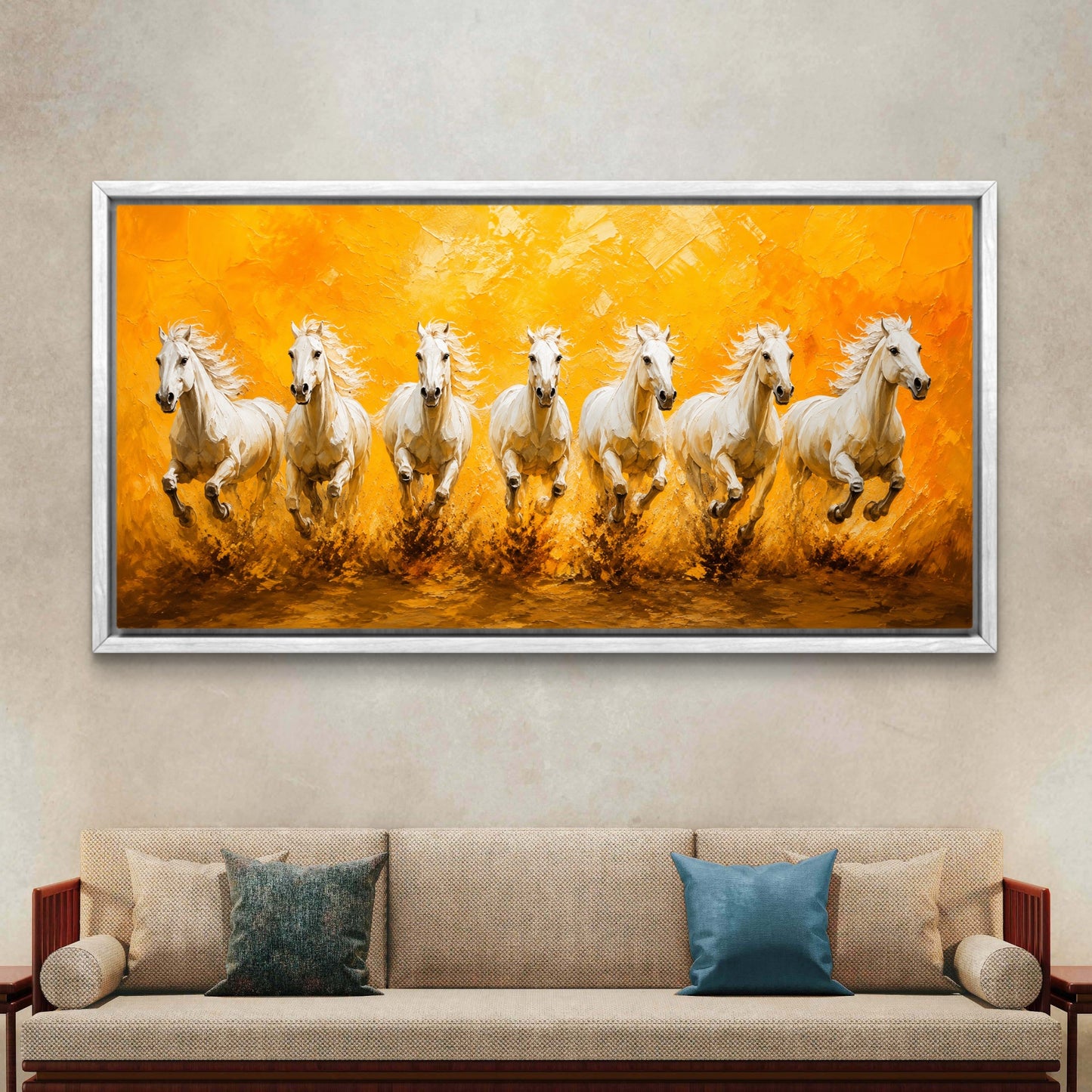 Seven Horses Premium Canvas Painting - Buy Online | Decor By Neon