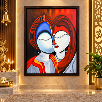 Radha Krishna Ji Original & Exclusive Hand Painting 19 x 25 Inches  | Premium Canvas Wall Art  (Only 1 in Stock)