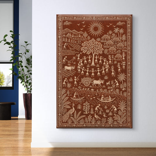 Warli Art Premium Canvas Painting - Premium Wall Art | Decor By Neon