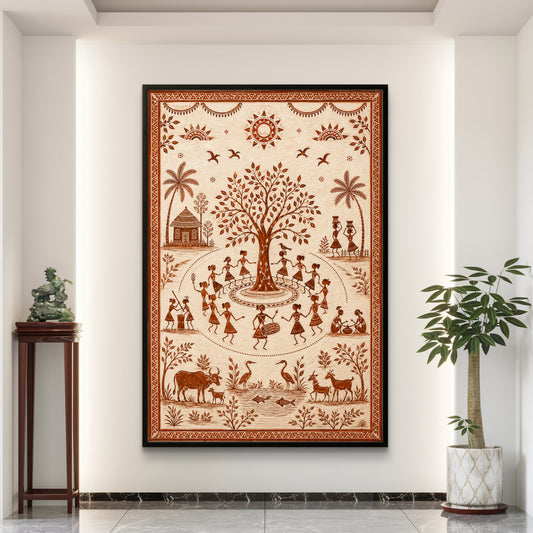Warli Art Premium Canvas Painting - Canvas Wall Art | Decor By Neon