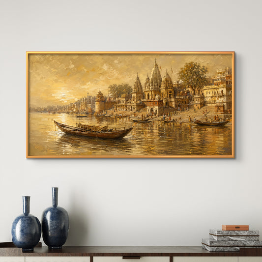 Banaras Ghat Premium Canvas Painting - Premium Wall Art | Decor By Neon