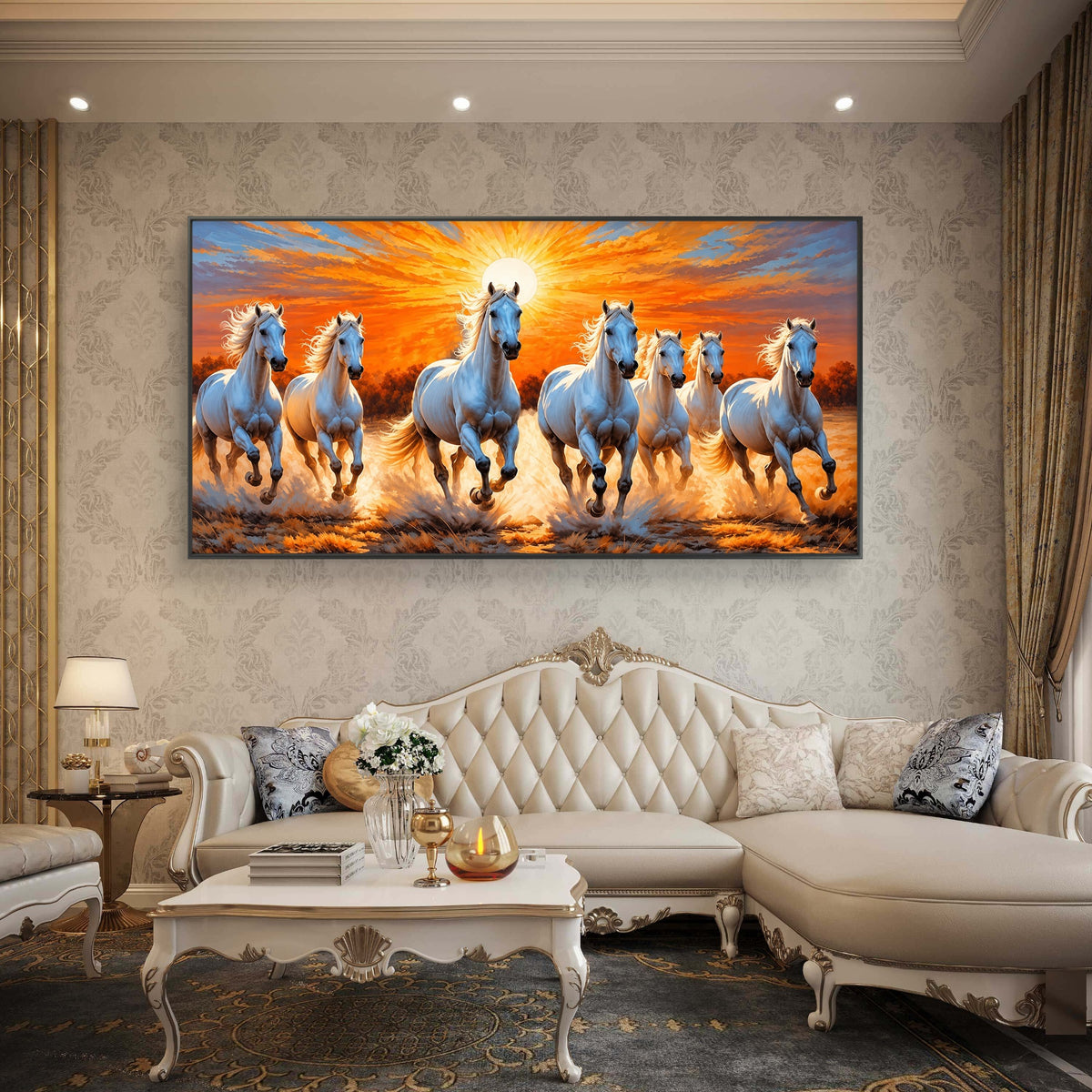Seven Horses Premium Canvas Painting - Buy Online | Decor By Neon