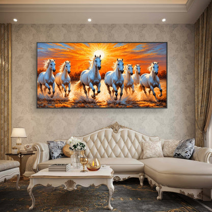 Seven Horses Premium Canvas Painting