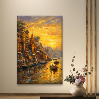Banaras Ghat Premium Canvas Painting