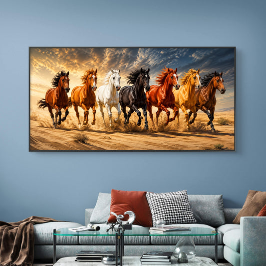 Seven Horses Premium Canvas Painting - Canvas Wall Art | Decor By Neon
