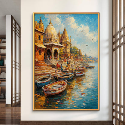 Banaras Ghat Premium Canvas Painting