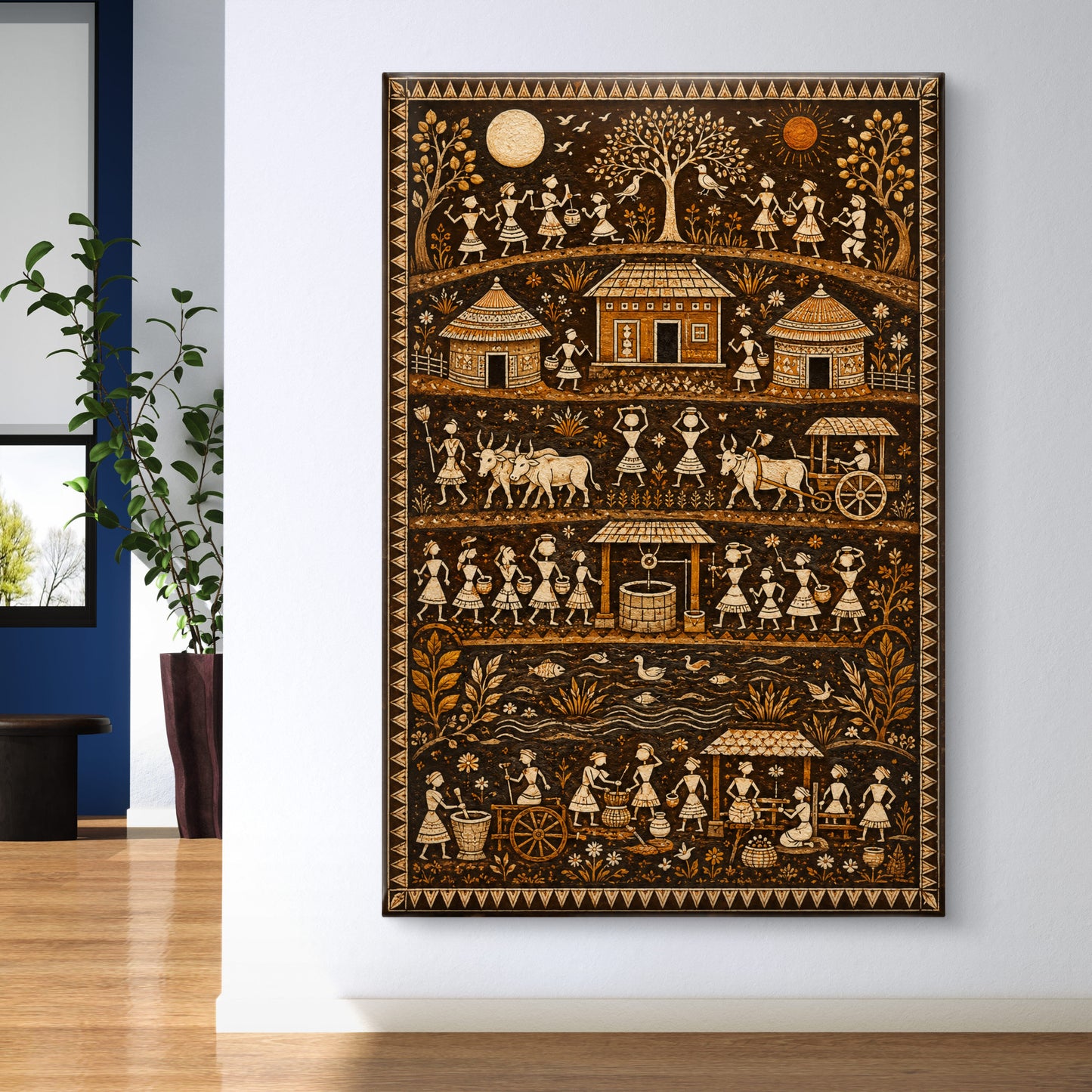 Warli Art Premium Canvas Painting - Buy Online | Decor By Neon