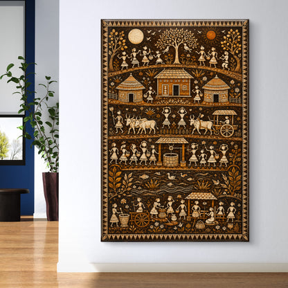 Warli Art Premium Canvas Painting