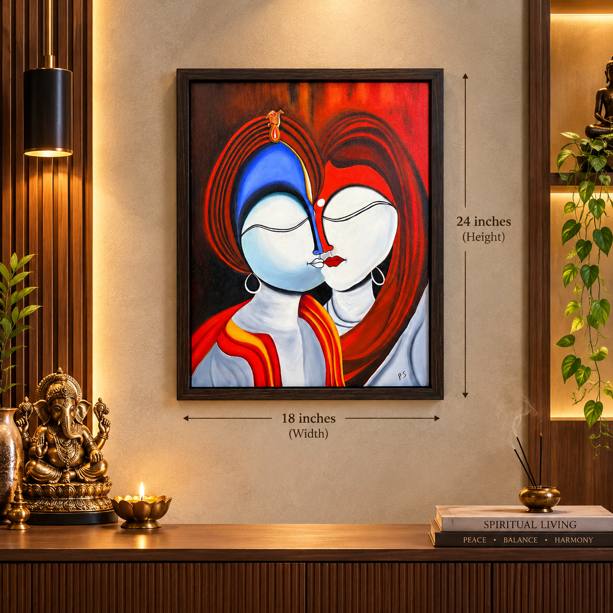 Radha Krishna Ji Original & Exclusive Hand Painting 19 x 25 Inches  | Premium Canvas Wall Art  (Only 1 in Stock) - Buy Online | Decor By Neon