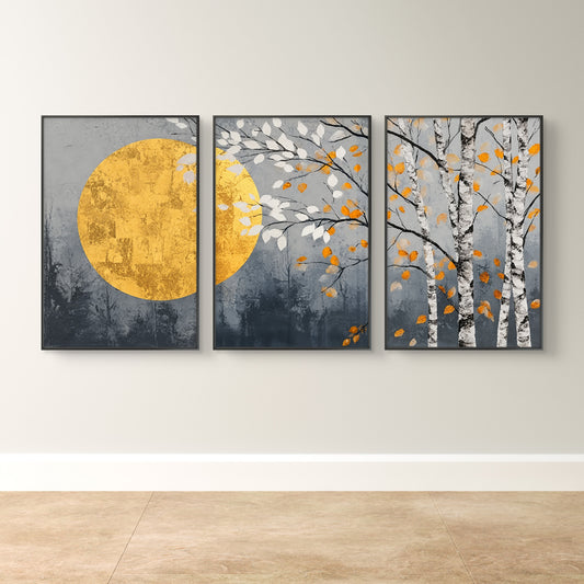 Set of 3 Abstract Art Premium Canvas Painting - Canvas Wall Art | Decor By Neon