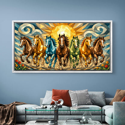 Seven Horses Premium Canvas Painting