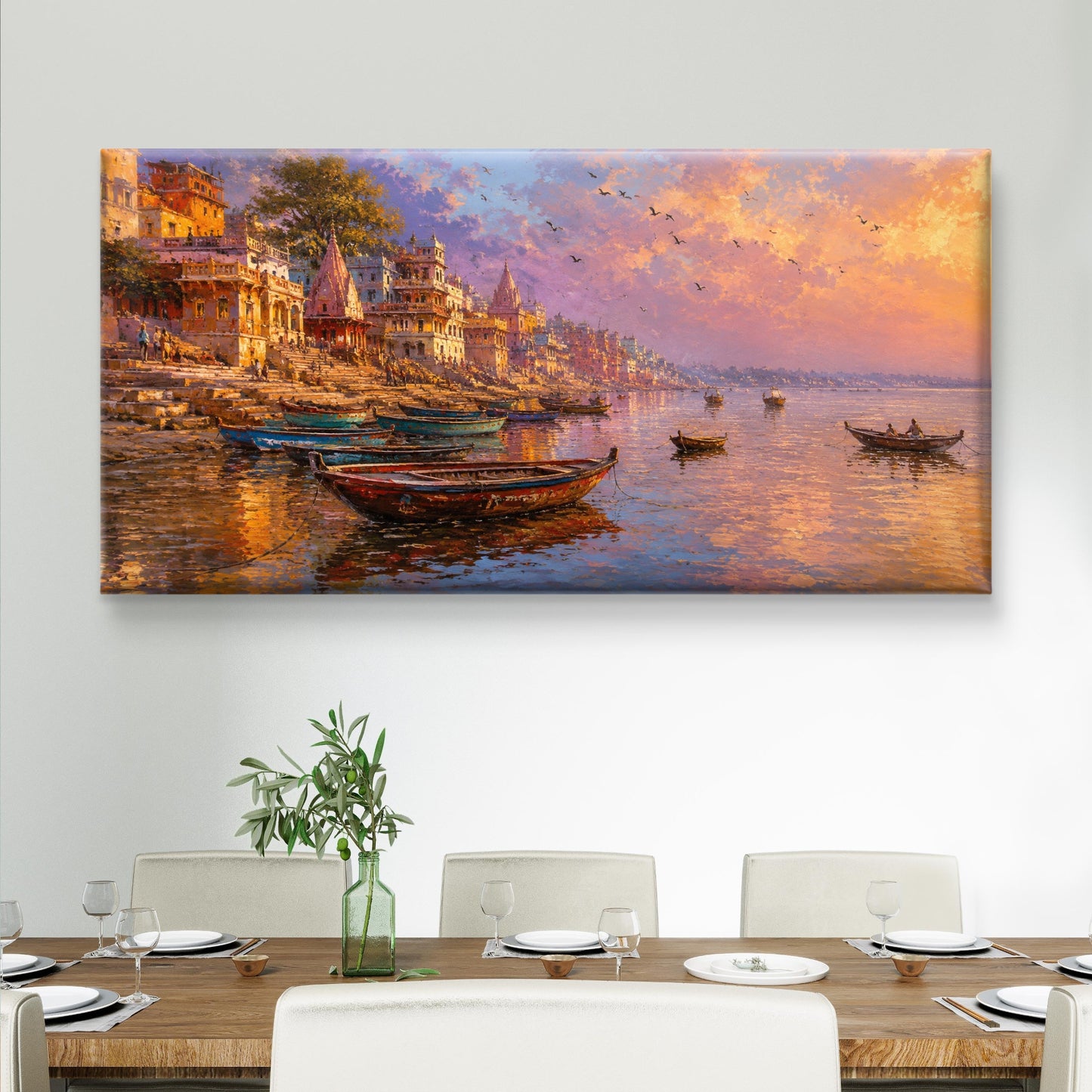 Banaras Ghat Premium Canvas Painting - Buy Online | Decor By Neon