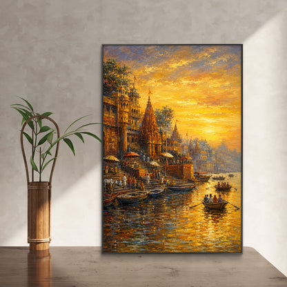 Banaras Ghat Premium Canvas Painting