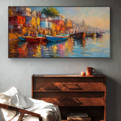 Banaras Ghat Premium Canvas Painting