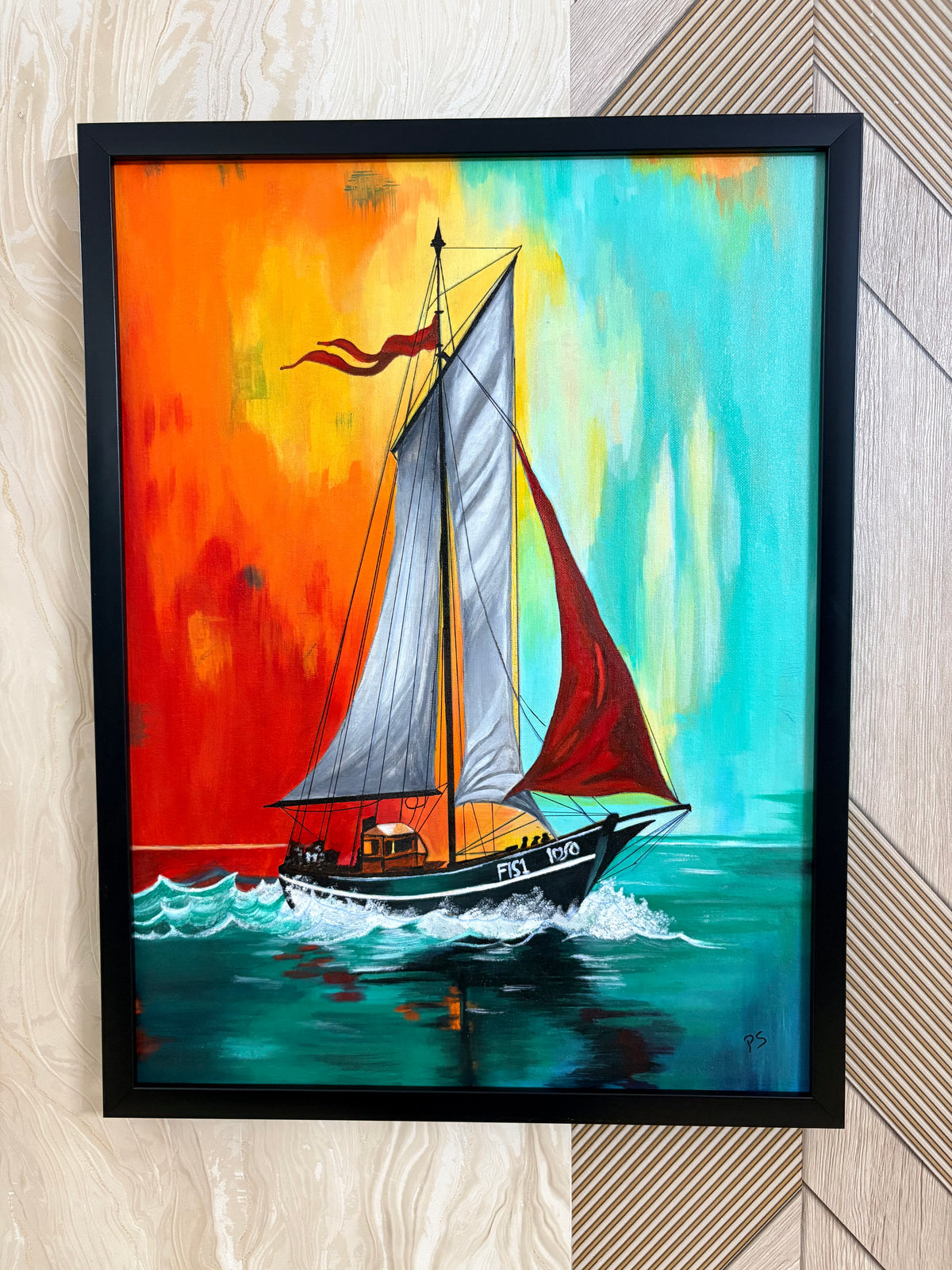 Sailing Through Colours Original & Exclusive Hand Painting 19 x 25 Inches  | Premium Canvas Wall Art  (Only 1 in Stock) - Buy Online | Decor By Neon