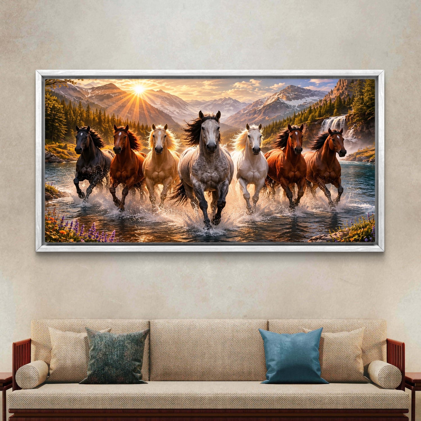 Seven Horses Premium Canvas Painting - Buy Online | Decor By Neon