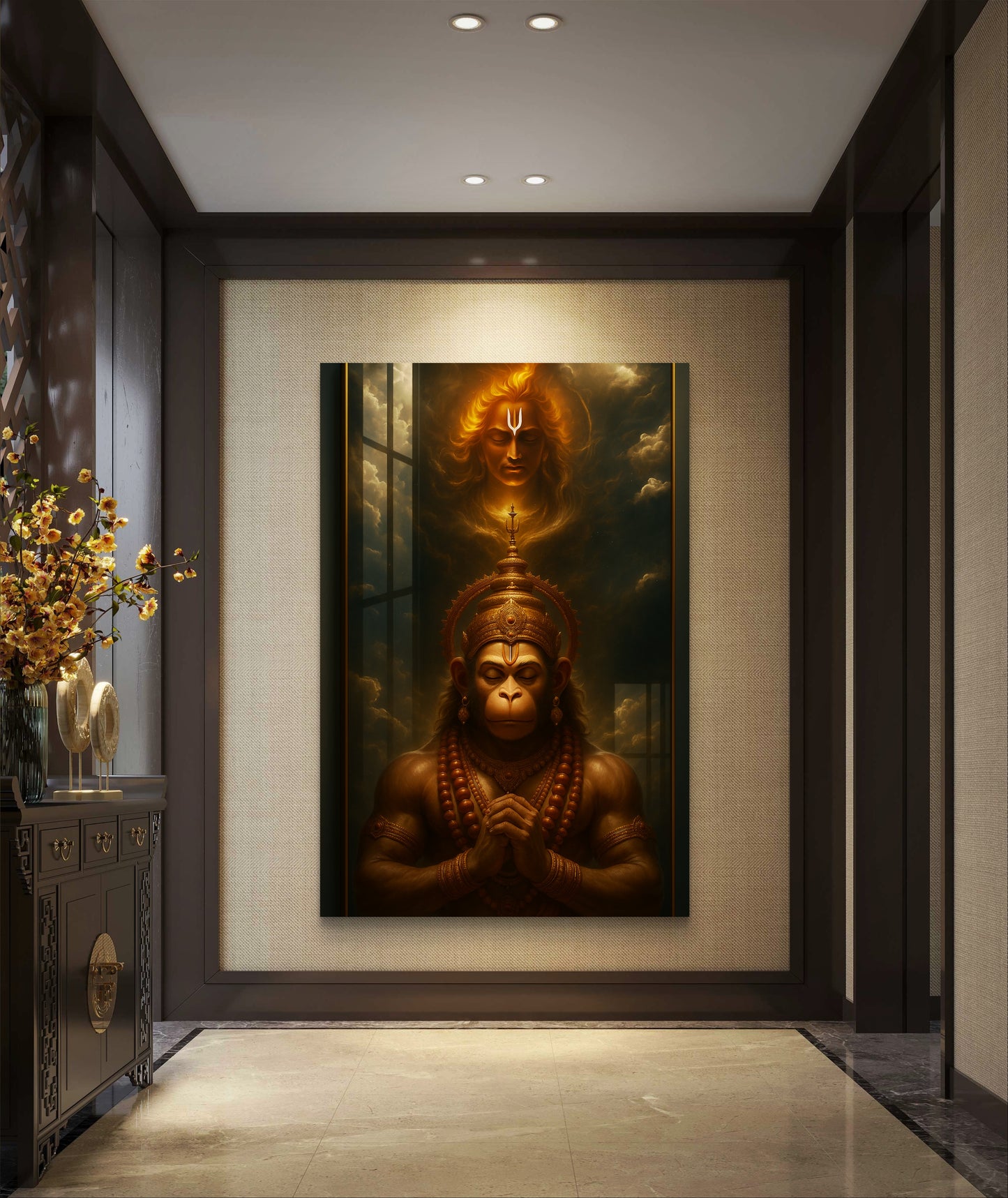Lord Hanuman Premium Acrylic Wall Art for Home & Temple Decor