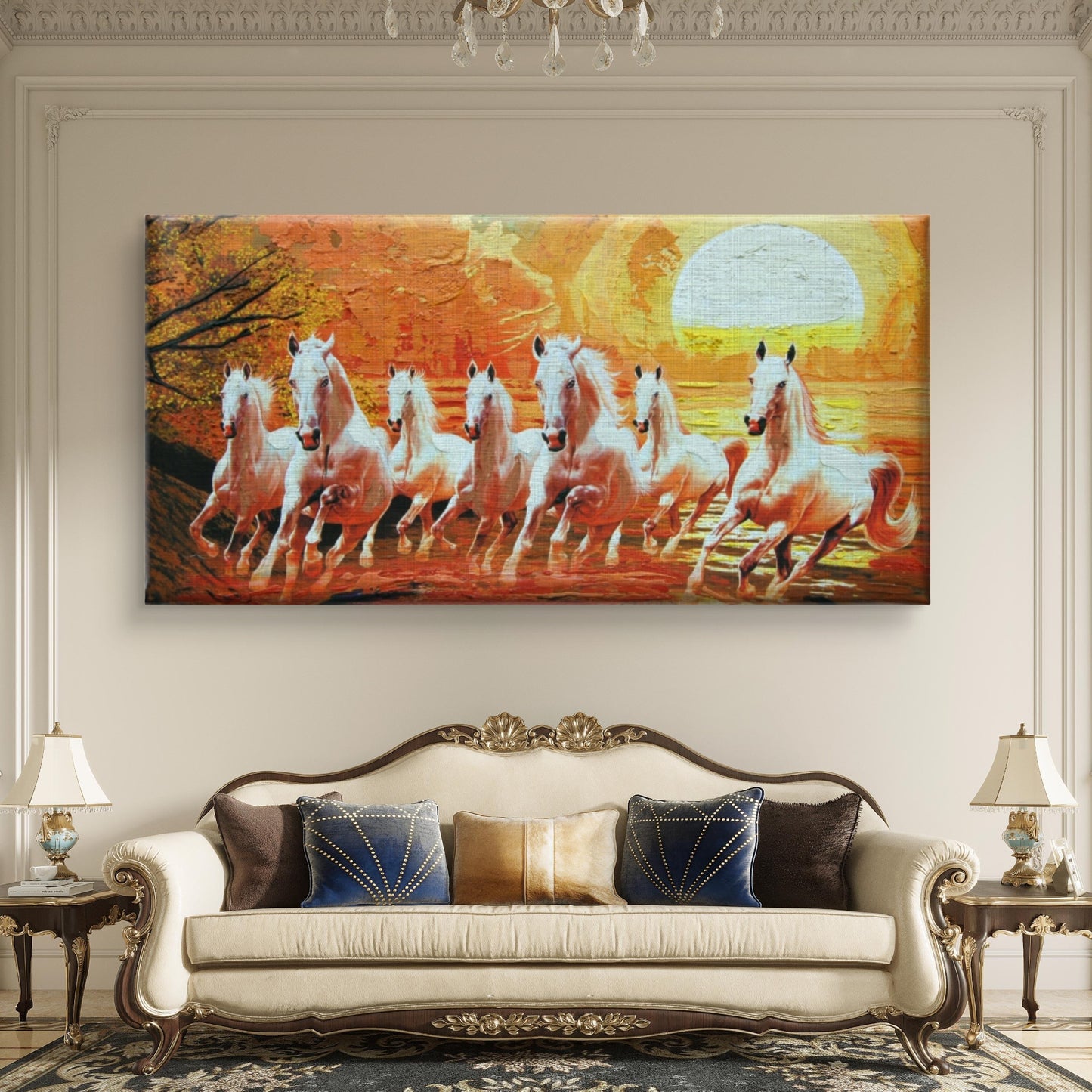 Seven Horses Premium Canvas Painting - Buy Online | Decor By Neon