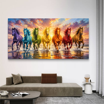 Seven Horses Premium Canvas Painting