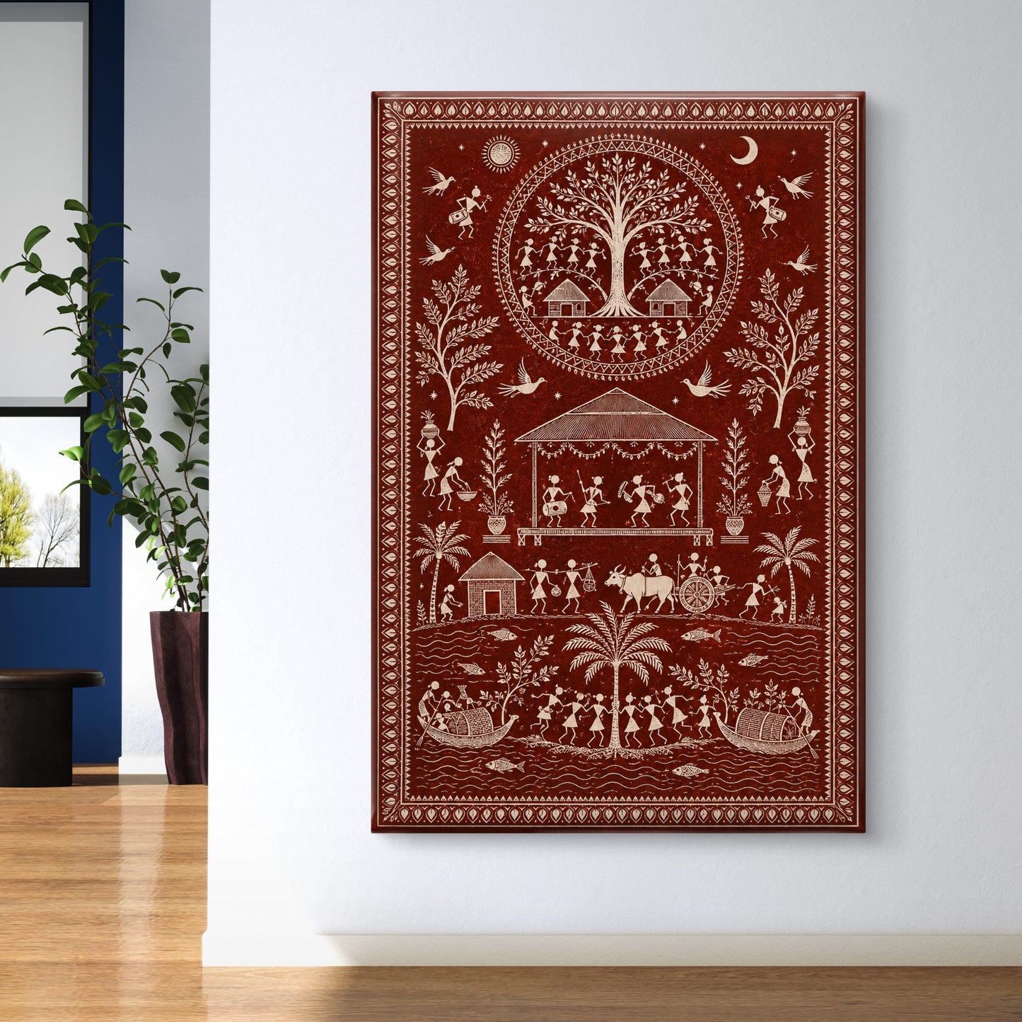 Warli Art Premium Canvas Painting - Buy Online | Decor By Neon
