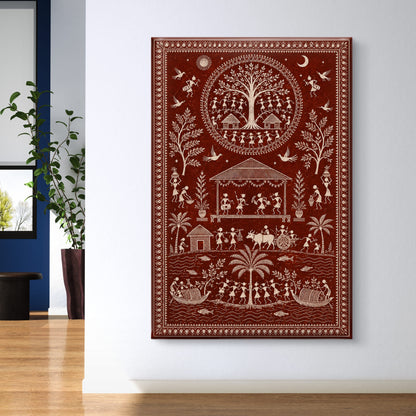 Warli Art Premium Canvas Painting
