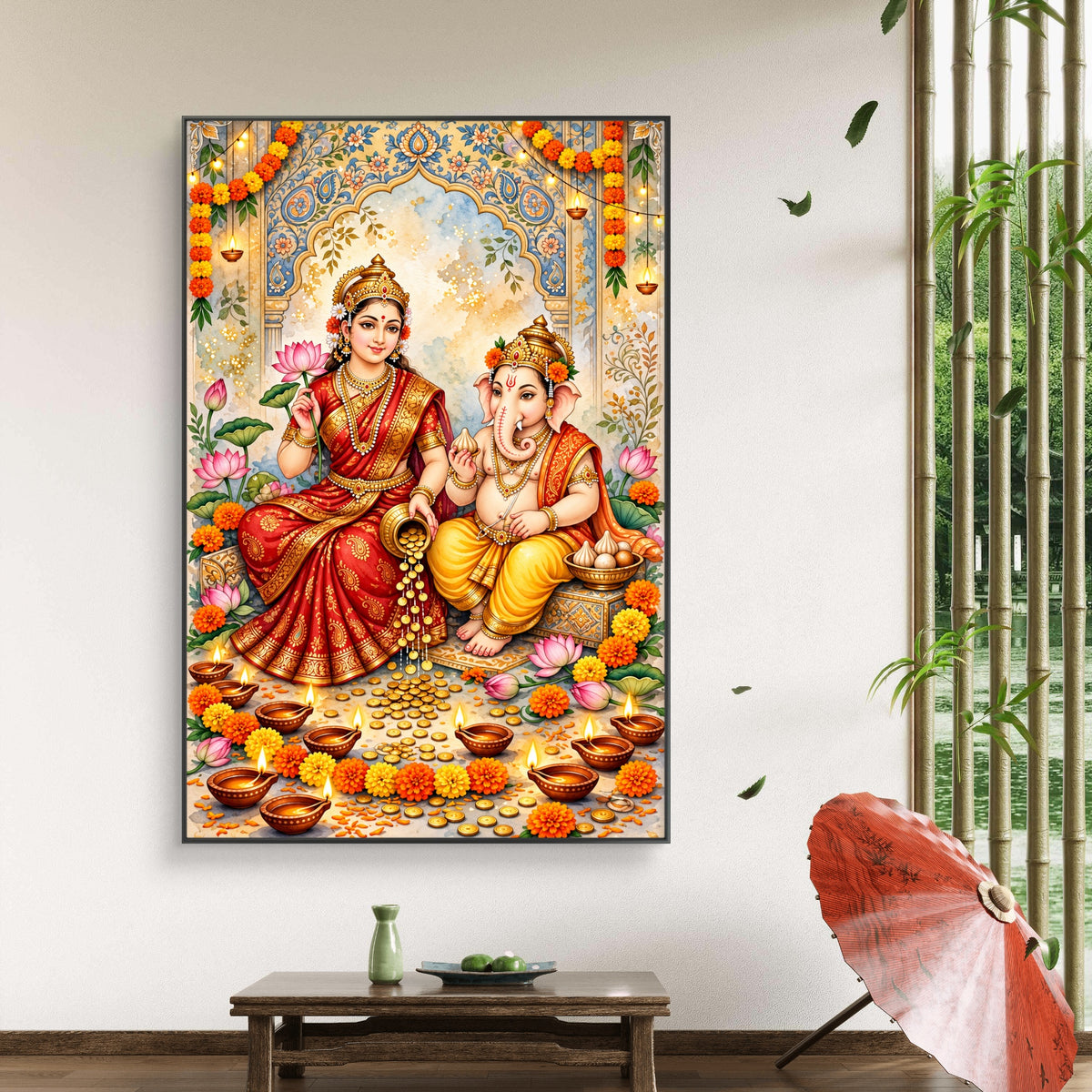 Ganesh Lakshmi Ji Premium Canvas Painting - Buy Online | Decor By Neon