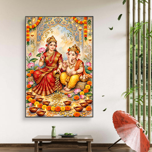 Ganesh Lakshmi Ji Premium Canvas Painting - Canvas Wall Art | Decor By Neon