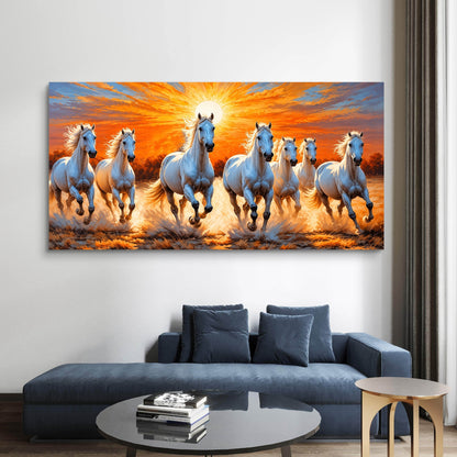 Seven Horses Premium Canvas Painting