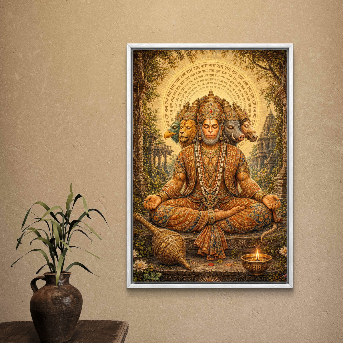 Panchmukhi Hanuman Ji Premium Canvas Painting - Buy Online | Decor By Neon