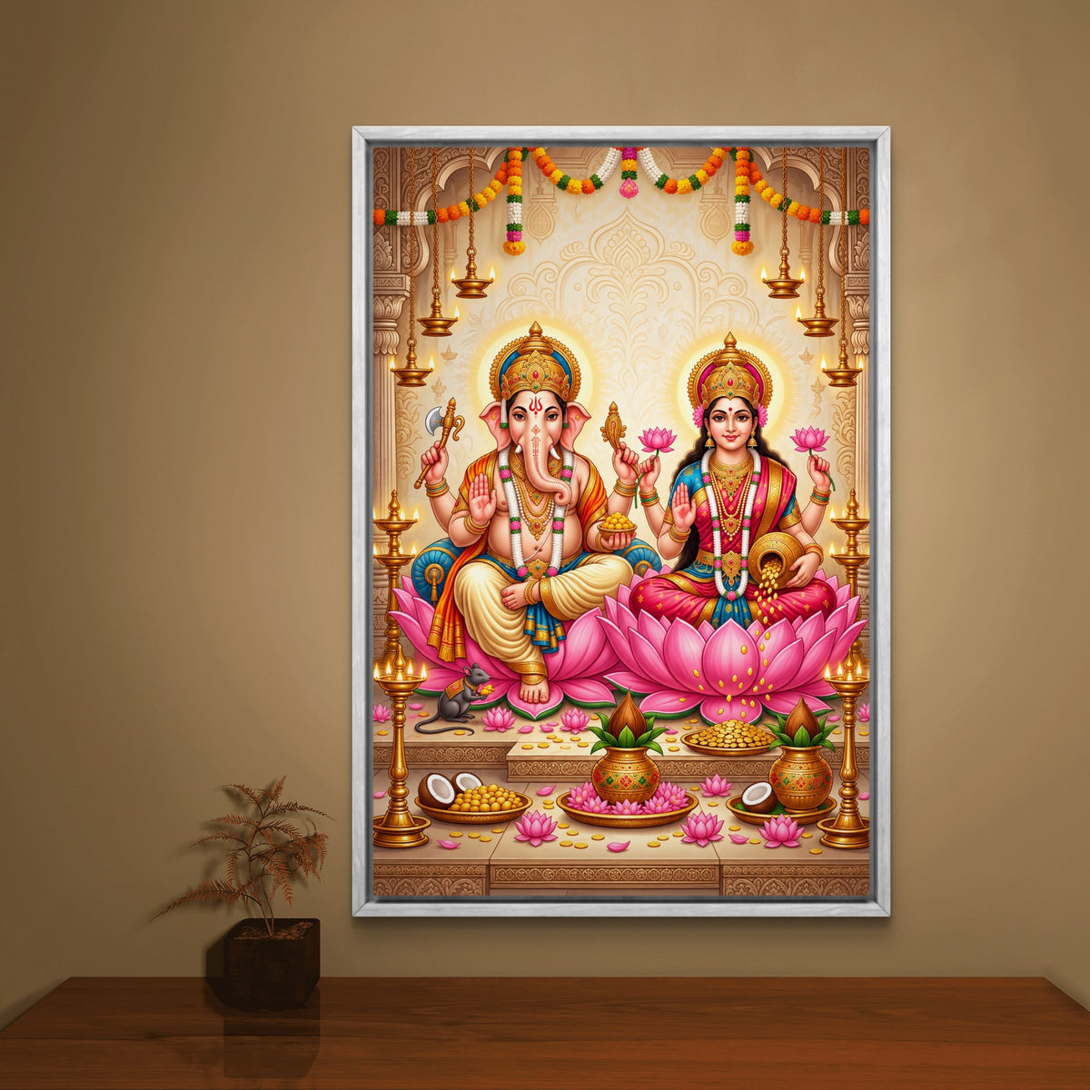 Ganesh Lakshmi Ji Premium Canvas Painting - Buy Online | Decor By Neon