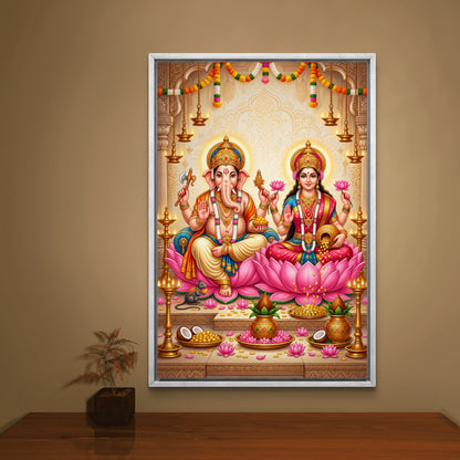 Ganesh Lakshmi Ji Premium Canvas Painting