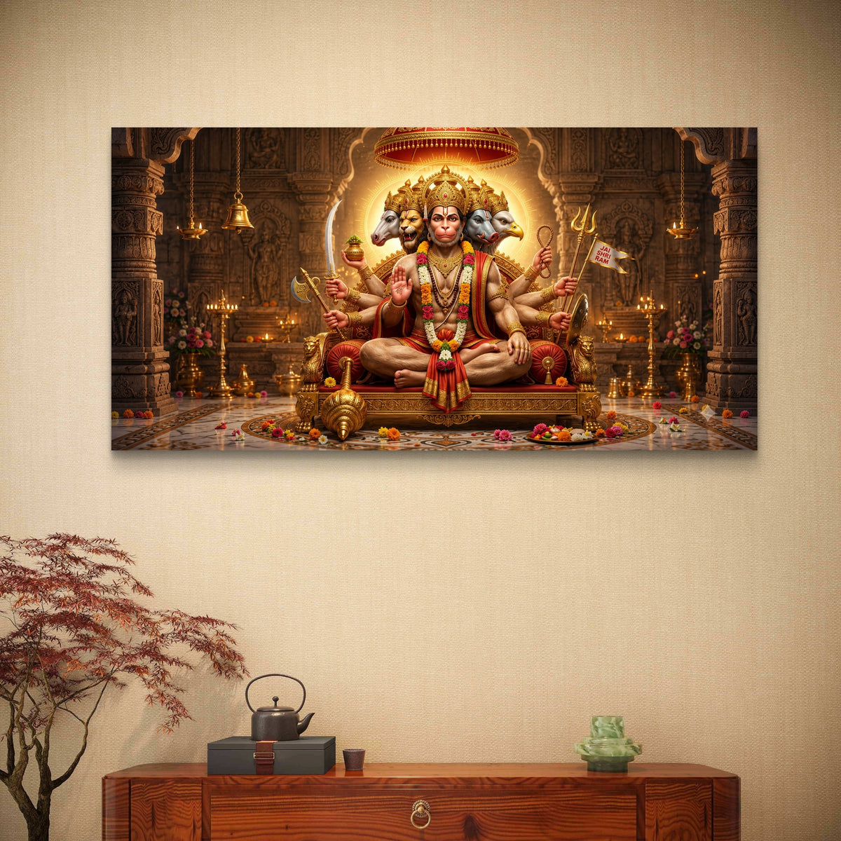 Panchmukhi Hanuman Ji Premium Canvas Painting - Buy Online | Decor By Neon