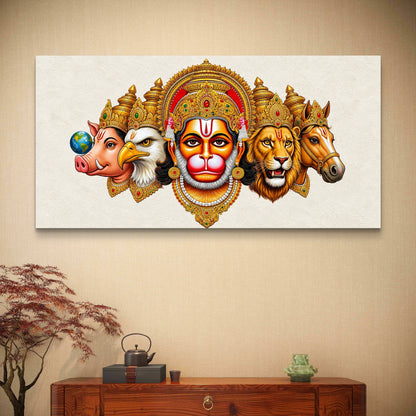 Panchmukhi Hanuman Ji Premium Canvas Painting