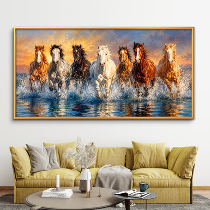 Seven Horses Premium Canvas Painting