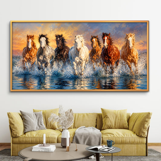 Seven Horses Premium Canvas Painting - Premium Wall Art | Decor By Neon