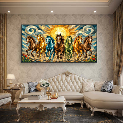 Seven Horses Premium Canvas Painting