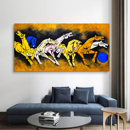 Seven Horses Premium Canvas Painting