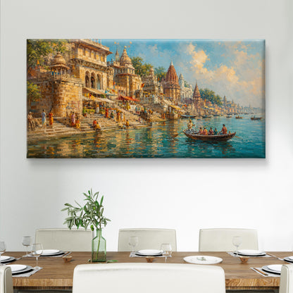 Banaras Ghat Premium Canvas Painting