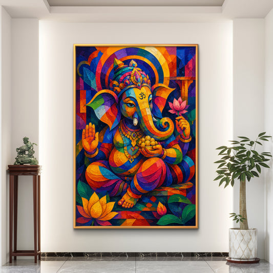 Lord Ganesha Premium Canvas Painting - Premium Wall Art | Decor By Neon
