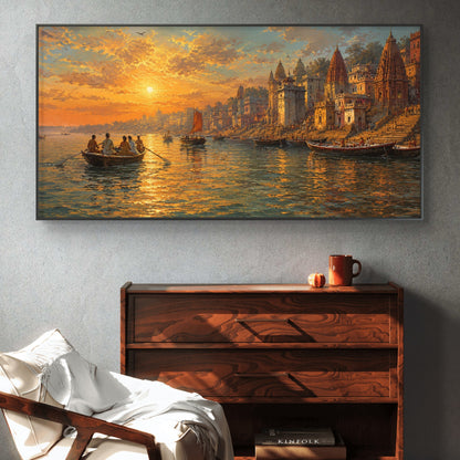 Banaras Ghat Premium Canvas Painting