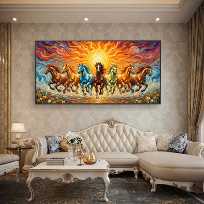 Seven Horses Premium Canvas Painting