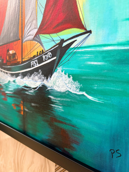 Sailing Through Colours Original & Exclusive Hand Painting 19 x 25 Inches  | Premium Canvas Wall Art  (Only 1 in Stock)