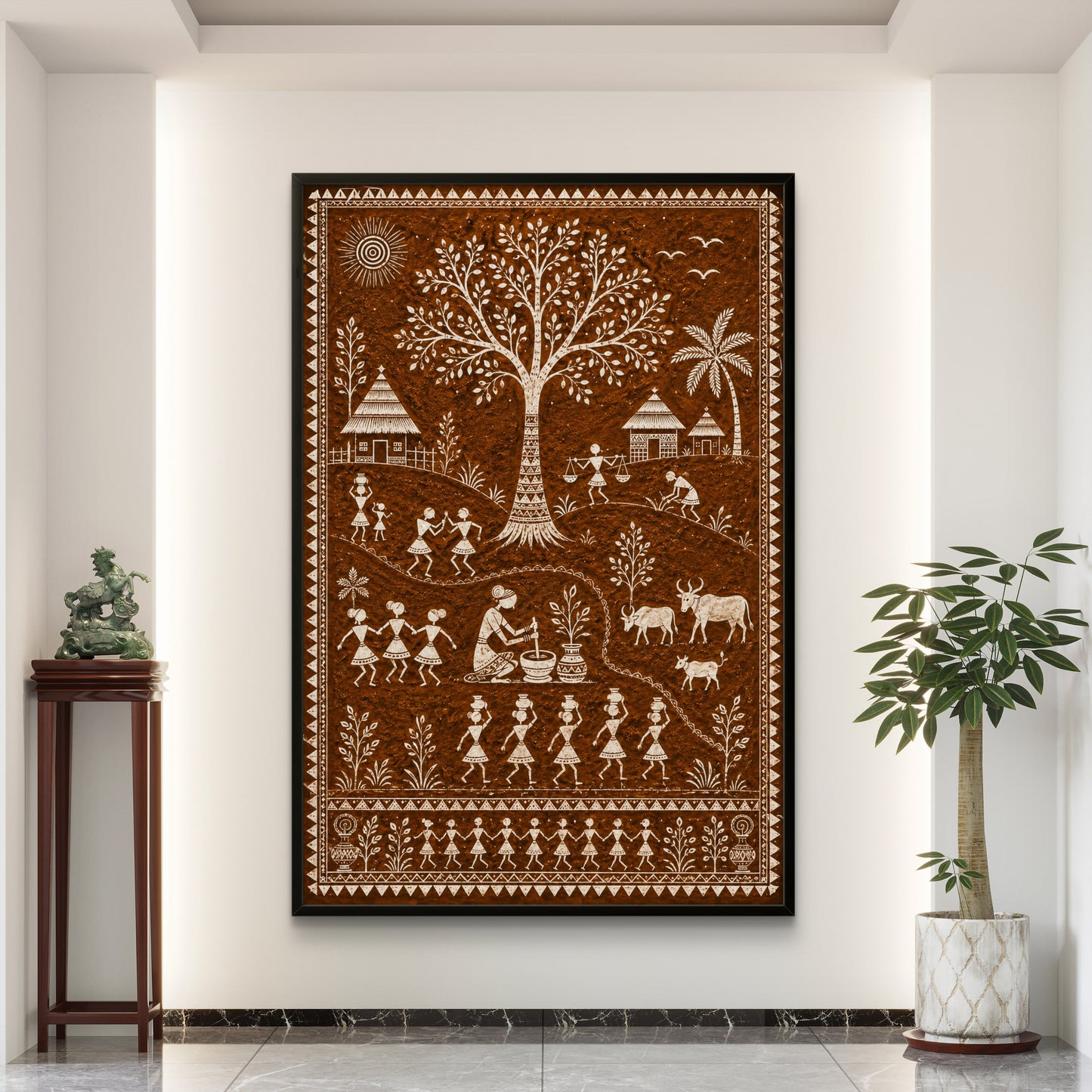 Warli Art Premium Canvas Painting - Buy Online | Decor By Neon