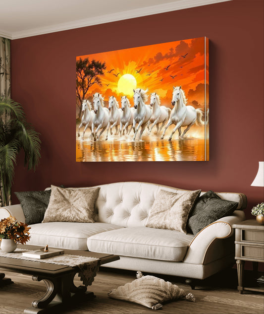 Seven Running Horses Premium Acrylic Wall Art for Home & Office Decor