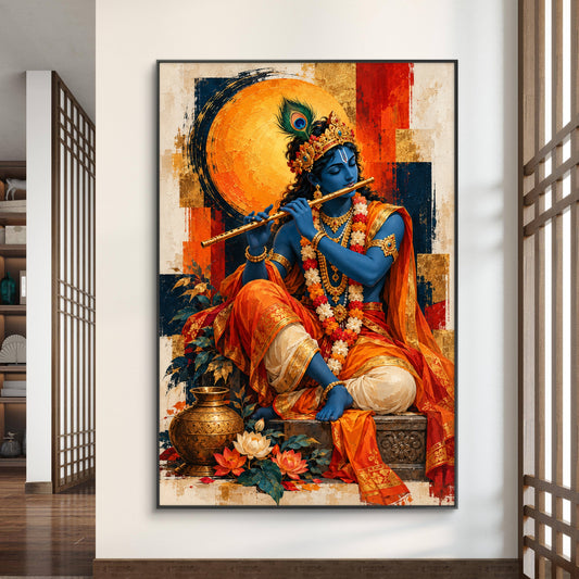 Lord Krishna Premium Canvas Painting - Canvas Wall Art | Decor By Neon