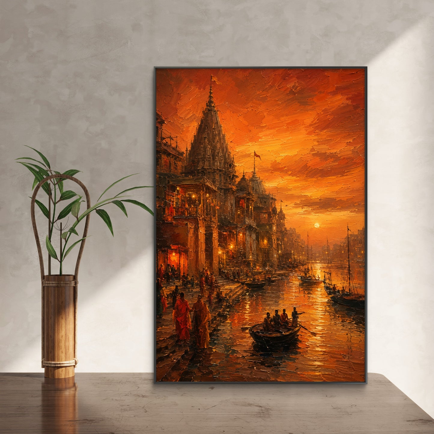 Banaras Ghat Premium Canvas Painting - Buy Online | Decor By Neon