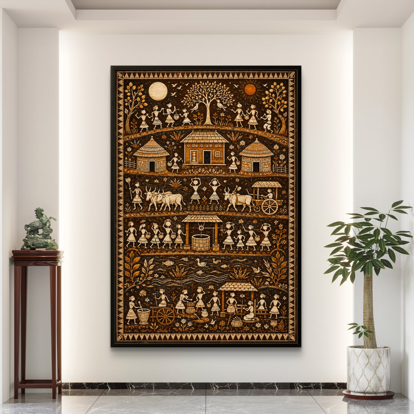 Warli Art Premium Canvas Painting - Buy Online | Decor By Neon
